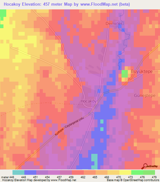 Hocakoy,Turkey Elevation Map