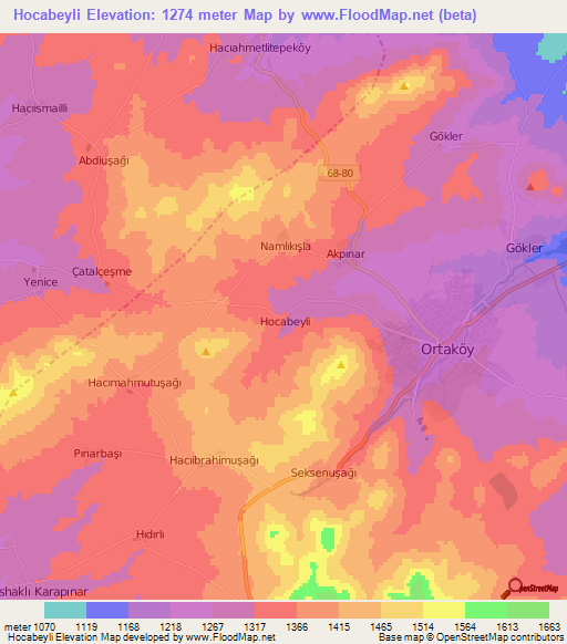 Hocabeyli,Turkey Elevation Map