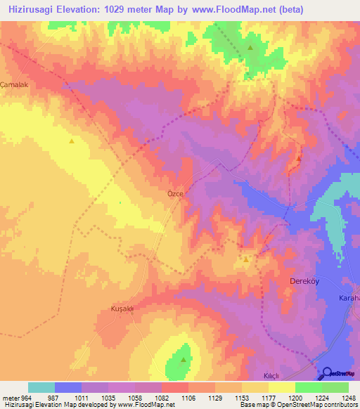 Hizirusagi,Turkey Elevation Map