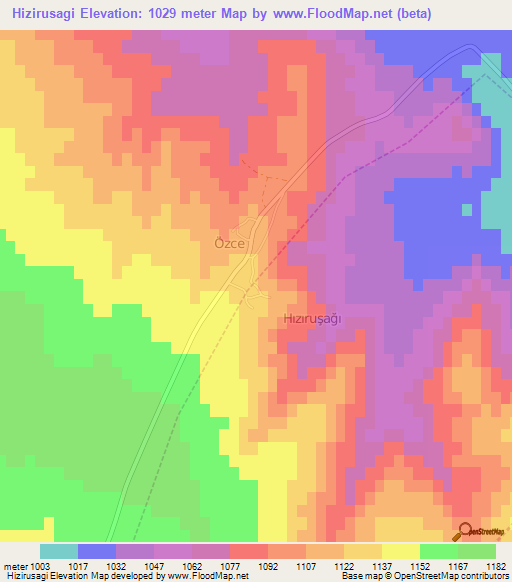 Hizirusagi,Turkey Elevation Map