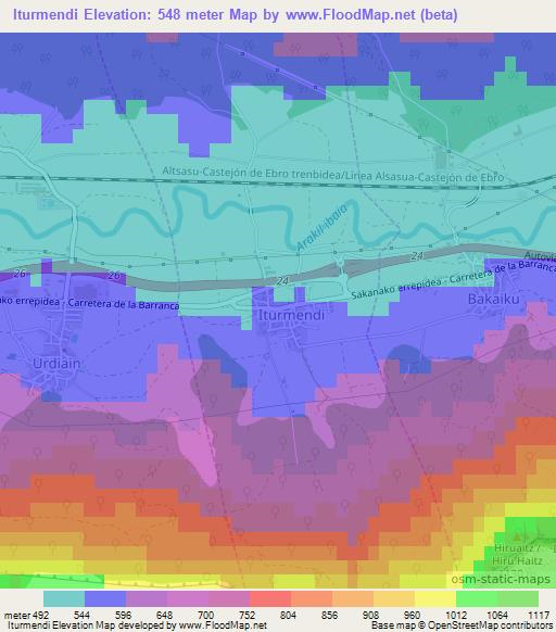 Iturmendi,Spain Elevation Map