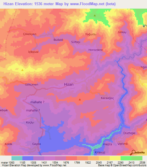 Hizan,Turkey Elevation Map