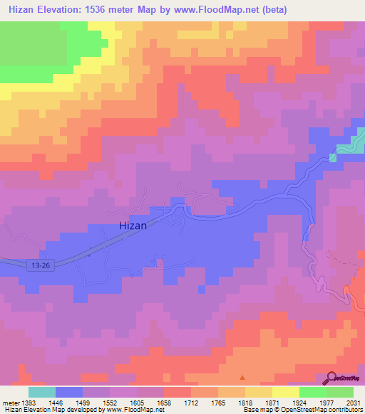 Hizan,Turkey Elevation Map