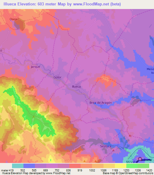 Illueca,Spain Elevation Map