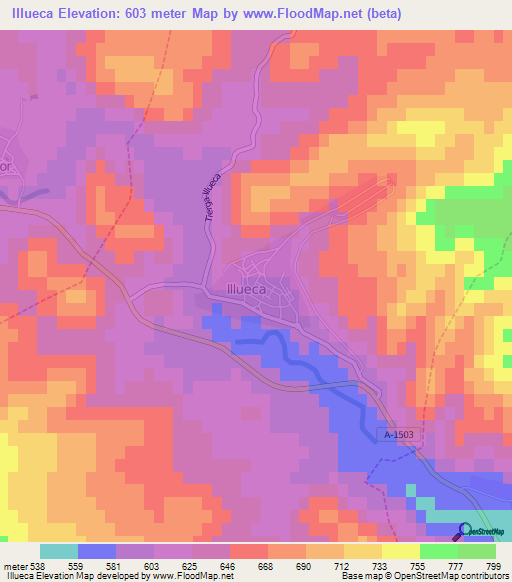 Illueca,Spain Elevation Map