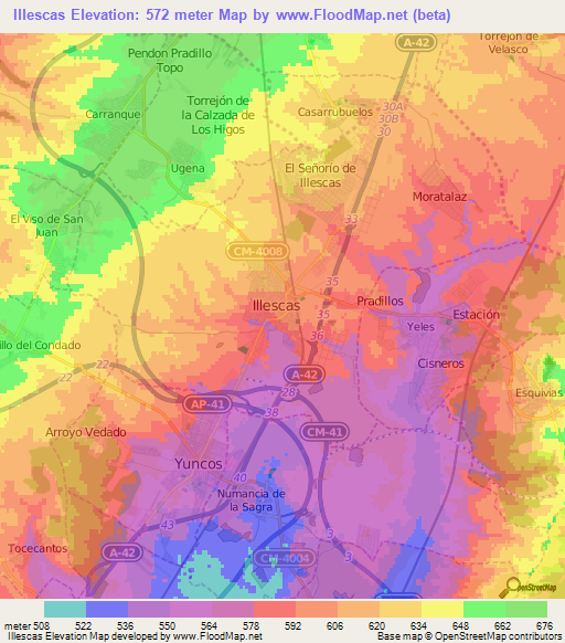 Illescas,Spain Elevation Map