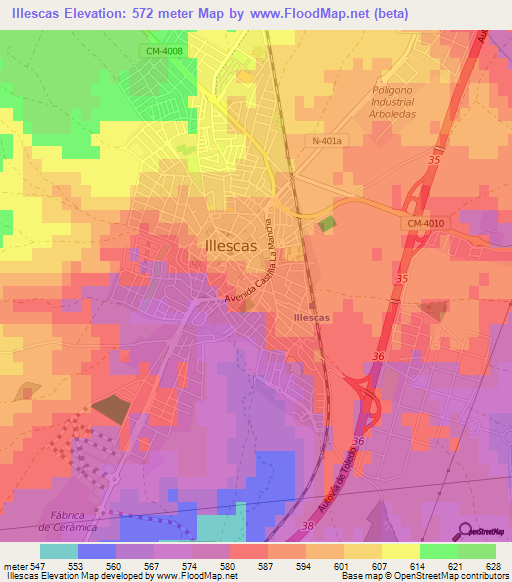 Illescas,Spain Elevation Map