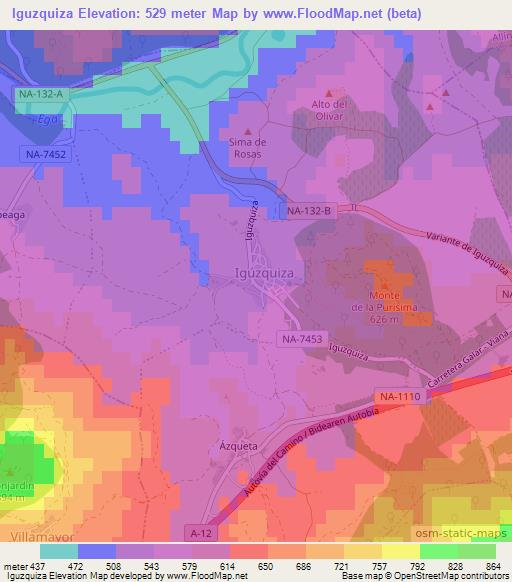 Iguzquiza,Spain Elevation Map