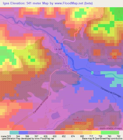 Igea,Spain Elevation Map