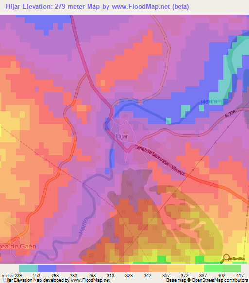 Hijar,Spain Elevation Map