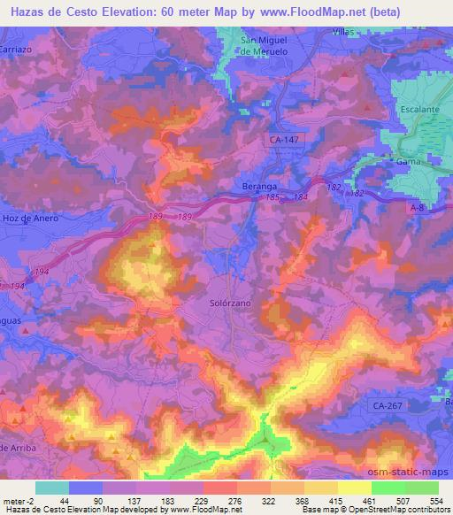 Hazas de Cesto,Spain Elevation Map