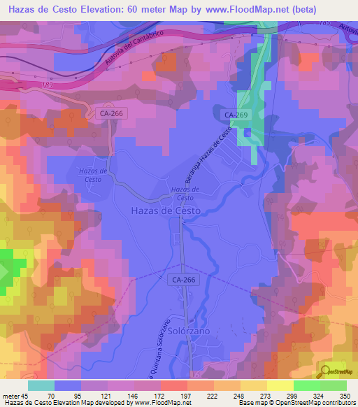 Hazas de Cesto,Spain Elevation Map