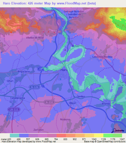 Haro,Spain Elevation Map