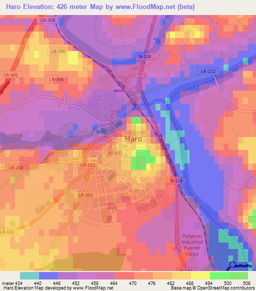 Haro,Spain Elevation Map