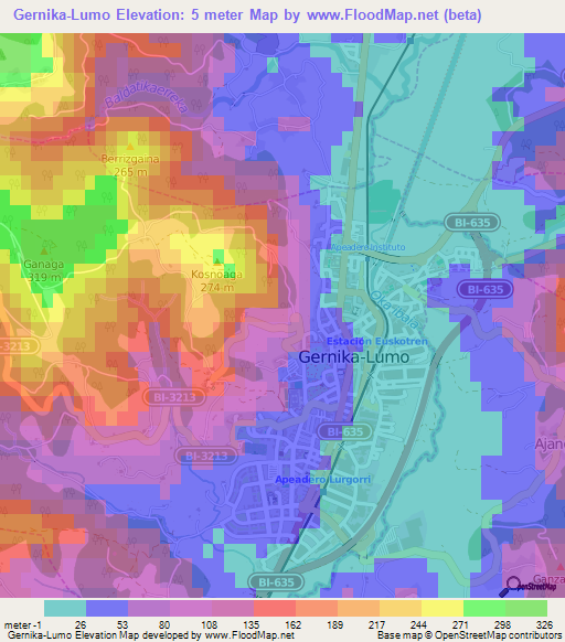 Gernika-Lumo,Spain Elevation Map