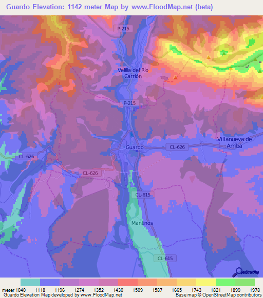 Guardo,Spain Elevation Map