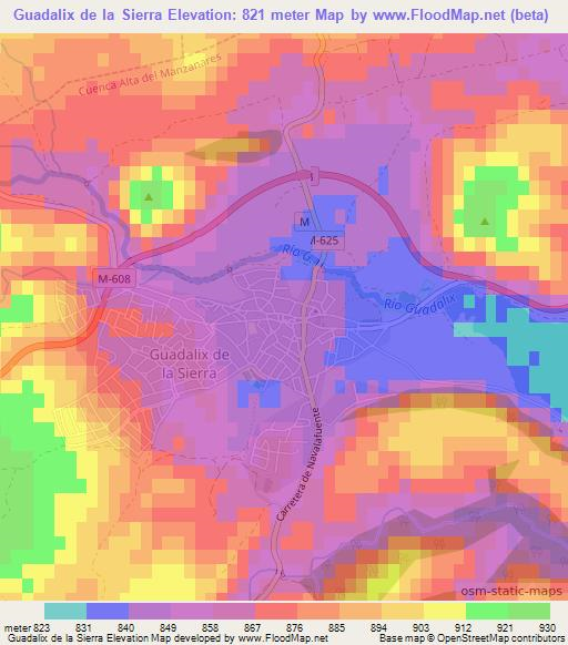 Guadalix de la Sierra,Spain Elevation Map