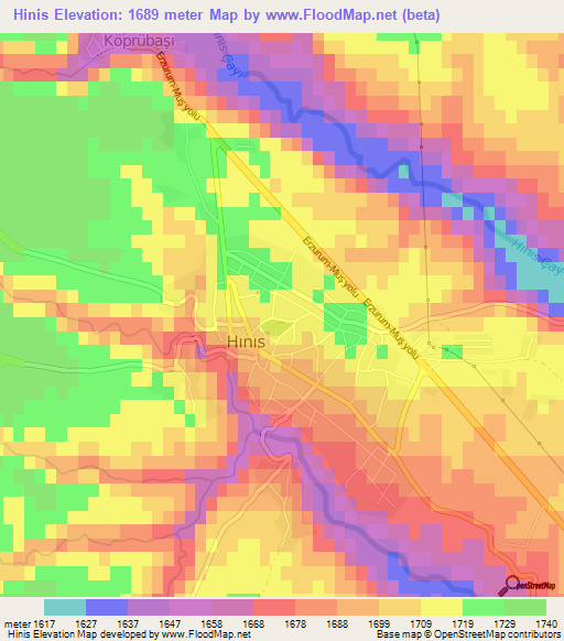 Hinis,Turkey Elevation Map