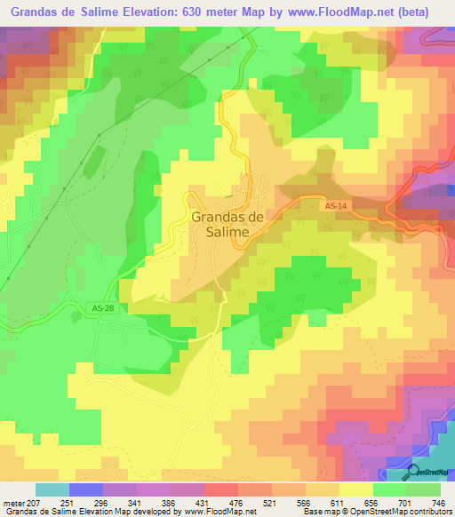 Grandas de Salime,Spain Elevation Map