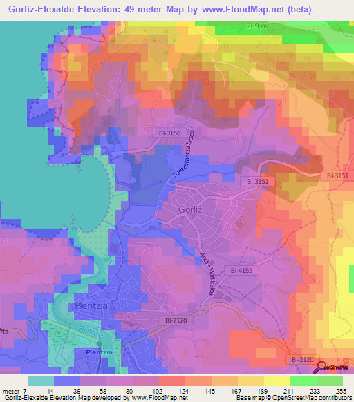 Gorliz-Elexalde,Spain Elevation Map