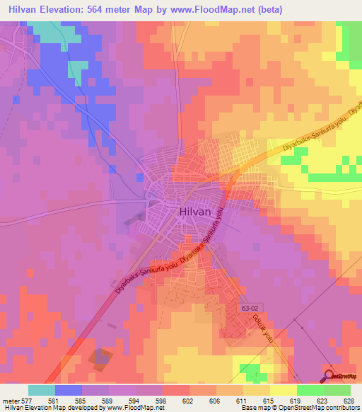 Hilvan,Turkey Elevation Map