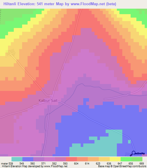 Hiltanli,Turkey Elevation Map