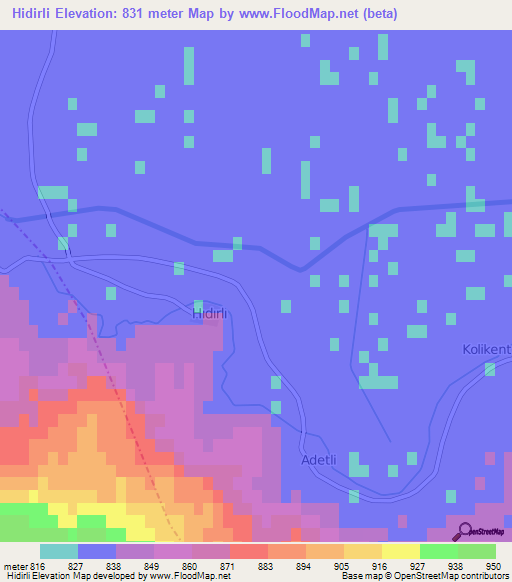 Hidirli,Turkey Elevation Map