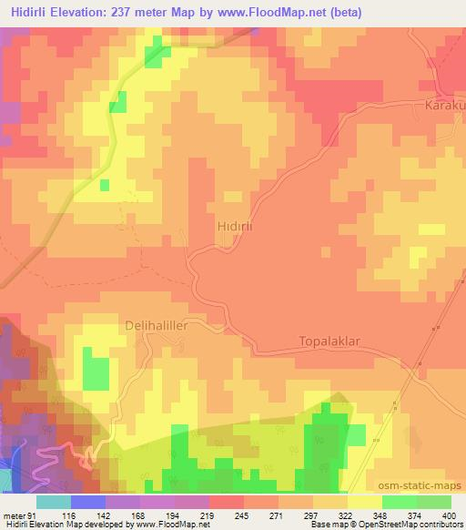 Hidirli,Turkey Elevation Map