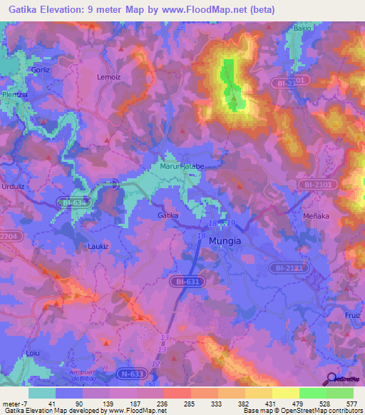 Gatika,Spain Elevation Map