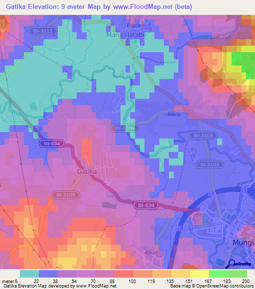 Gatika,Spain Elevation Map