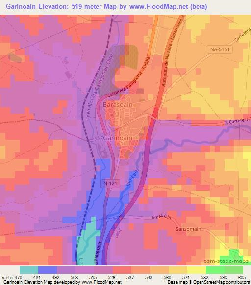 Garinoain,Spain Elevation Map