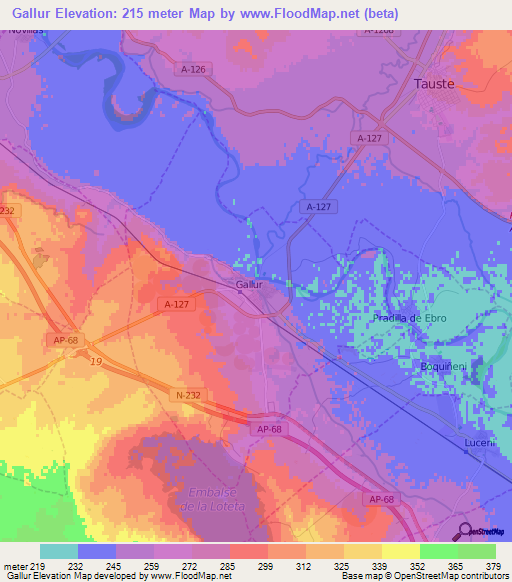 Gallur,Spain Elevation Map