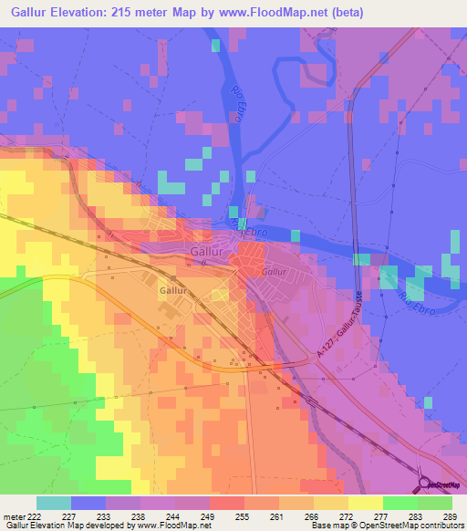 Gallur,Spain Elevation Map