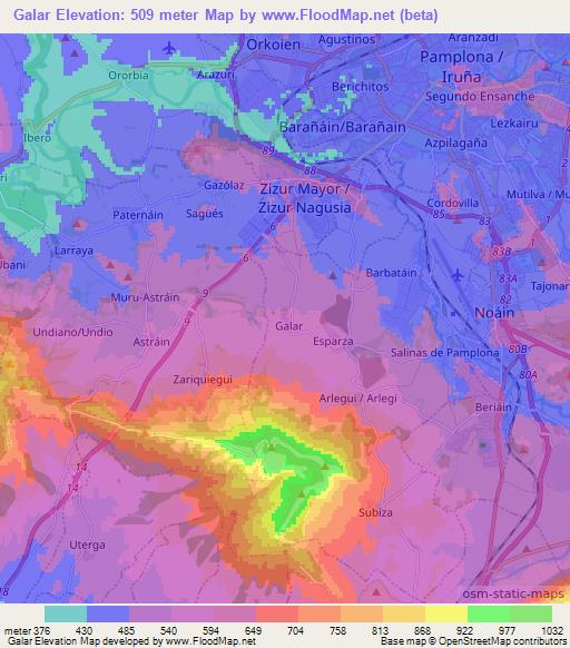 Galar,Spain Elevation Map