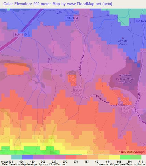 Galar,Spain Elevation Map