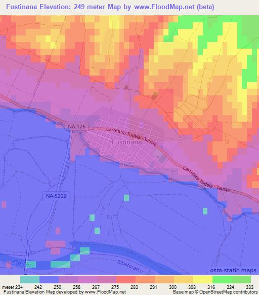 Fustinana,Spain Elevation Map