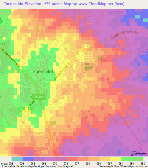 Fuensalida,Spain Elevation Map