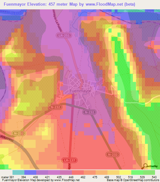 Fuenmayor,Spain Elevation Map