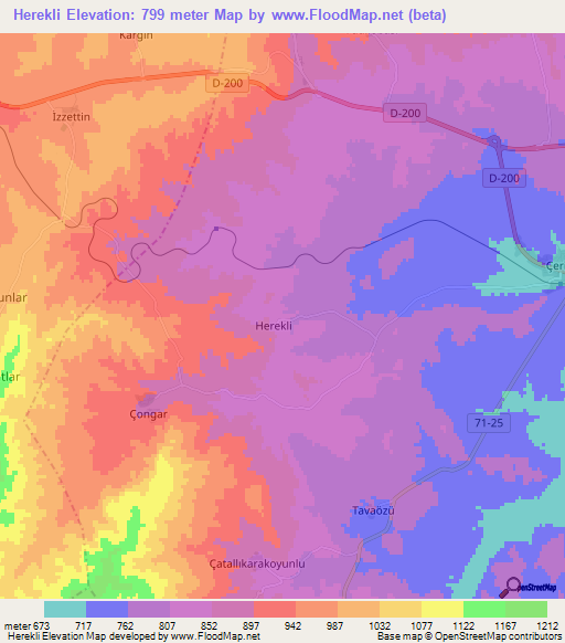 Herekli,Turkey Elevation Map