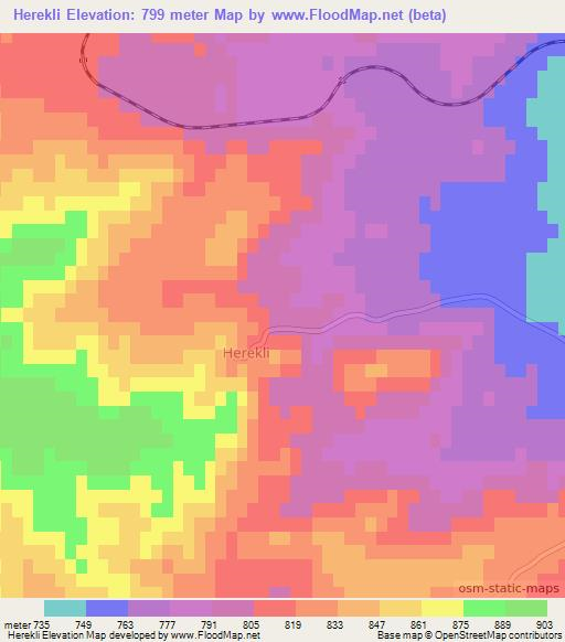 Herekli,Turkey Elevation Map