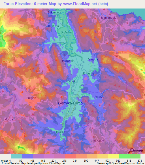 Forua,Spain Elevation Map