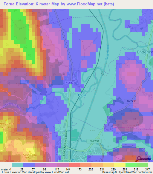 Forua,Spain Elevation Map