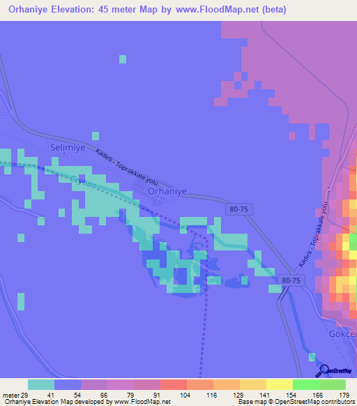 Orhaniye,Turkey Elevation Map