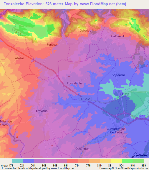 Fonzaleche,Spain Elevation Map