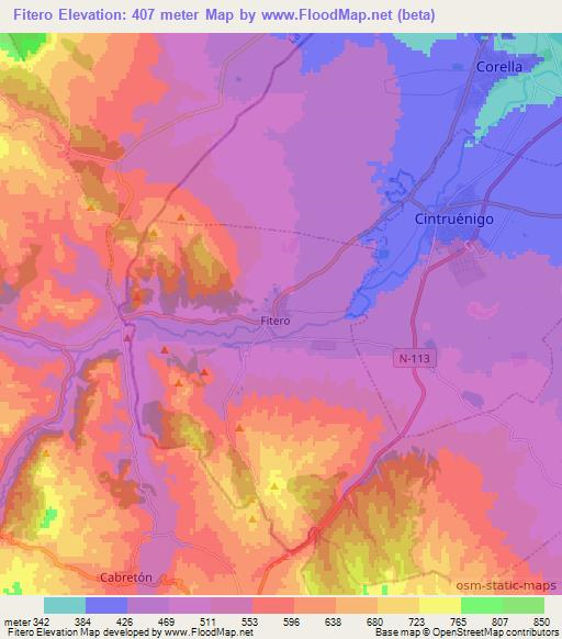 Fitero,Spain Elevation Map