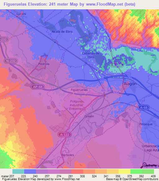 Figueruelas,Spain Elevation Map