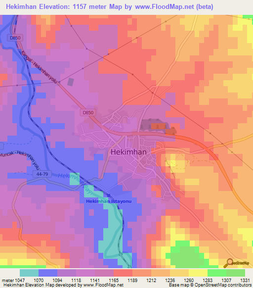 Hekimhan,Turkey Elevation Map