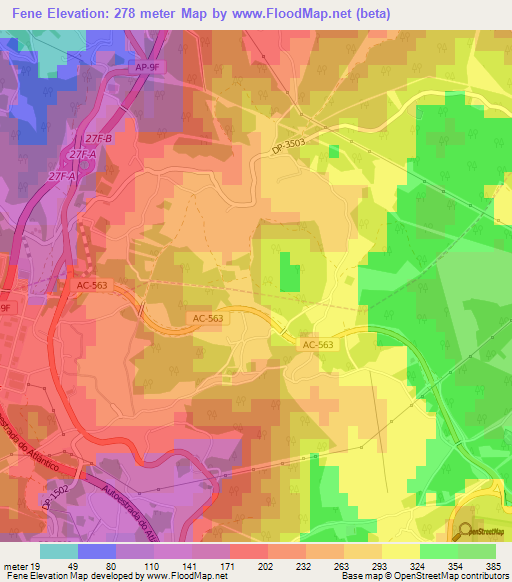 Fene,Spain Elevation Map