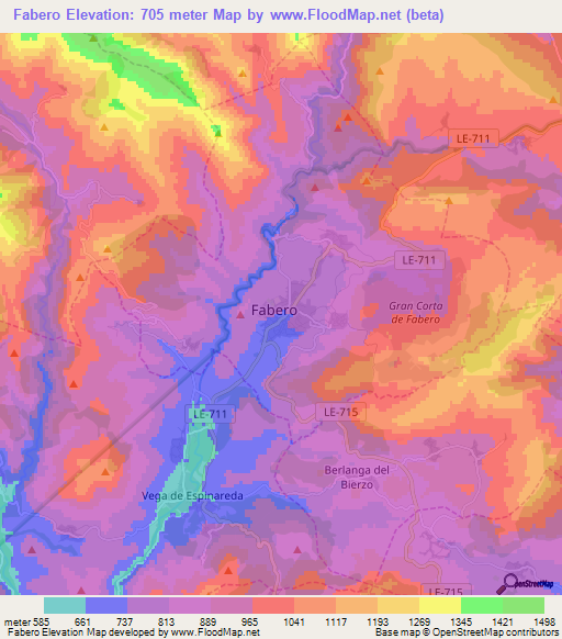 Fabero,Spain Elevation Map