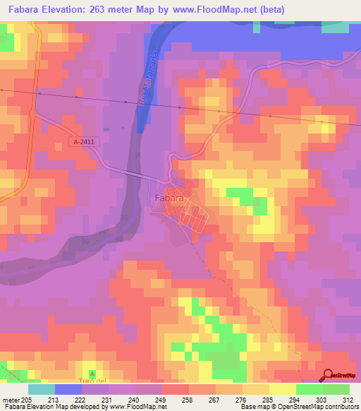 Fabara,Spain Elevation Map